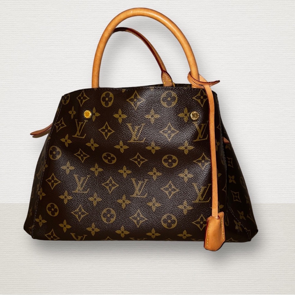 Louis Vuitton Montaigne Top Handle Bag MM Brown Canvas